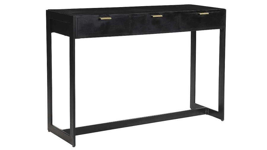 Table Miliboo | Console Design Avec Rangements 3 Tiroirs Noire Et M Tal L115 Cm Avidan