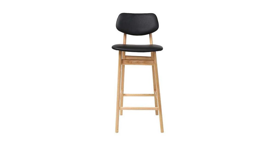 Chaise & Tabouret Miliboo Tabouret De Bar | Chaise De Bar Design Noir Et Bois Massif 65 Cm Nordeco