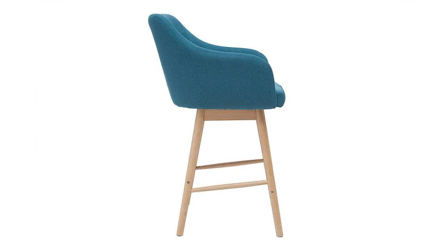 Chaise & Tabouret Miliboo Tabouret De Bar | Tabourets De Bar Scandinaves Bleu Canard Et Bois H65 Cm (Lot De 2) Baltik