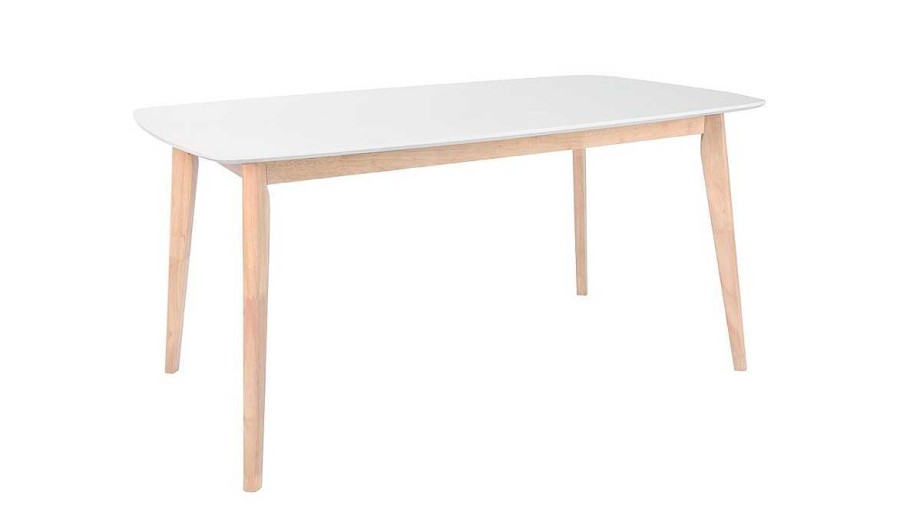 Table Miliboo Table Manger Fixe | Table Manger Design Blanc Et Bois Clair L120 Cm Leena