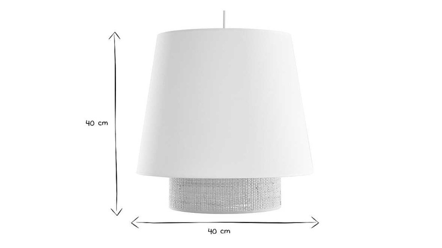 Luminaire Miliboo | Suspension Design Bi-Mati Re En Rabane Et Coton Blanc D40 Cm Jume