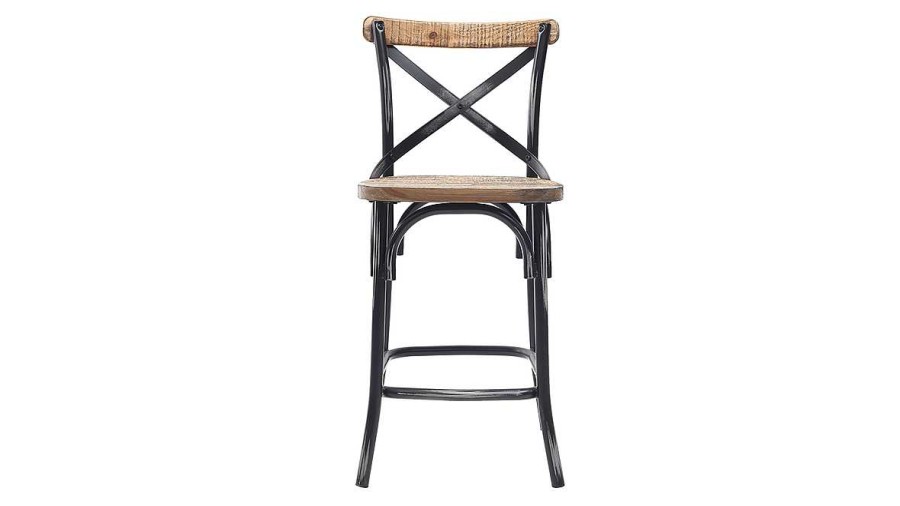 Chaise & Tabouret Miliboo Tabouret De Bar | Tabouret De Bar Industriel En Bois Et M Tal Vieilli Noir 65 Cm Jake