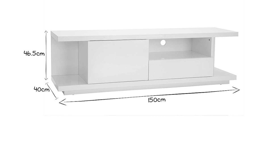 Rangement Miliboo Meuble Tv Design | Meuble Tv Design Blanc Laqu Brillant L150 Cm Kary