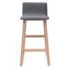 Chaise & Tabouret Miliboo Tabouret De Bar | Tabourets De Bar Design Bois Clair Et Tissu Gris 65 Cm (Lot De 2) Osaka