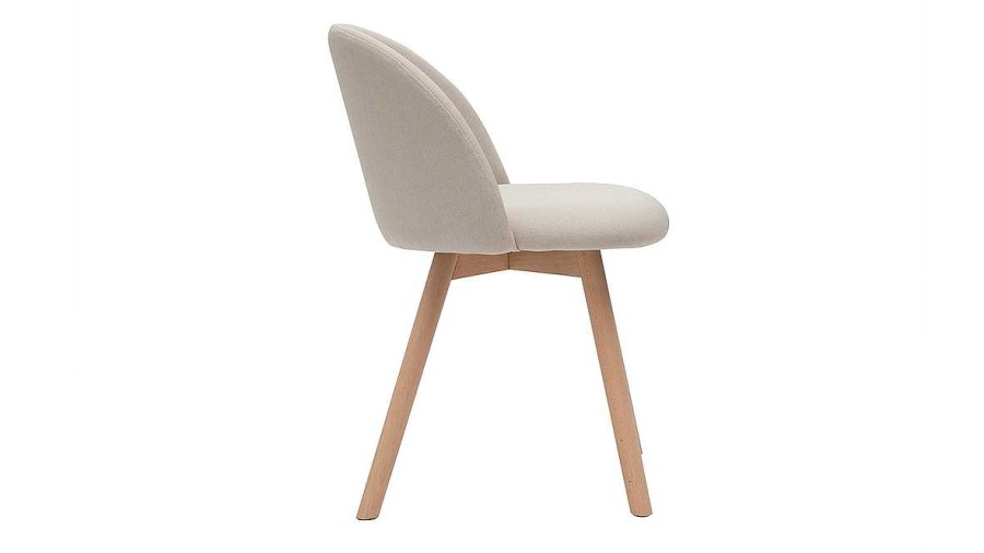 Chaise & Tabouret Miliboo Chaise Design | Chaises Scandinaves En Tissu Naturel Et Bois Clair Massif (Lot De 2) Celeste