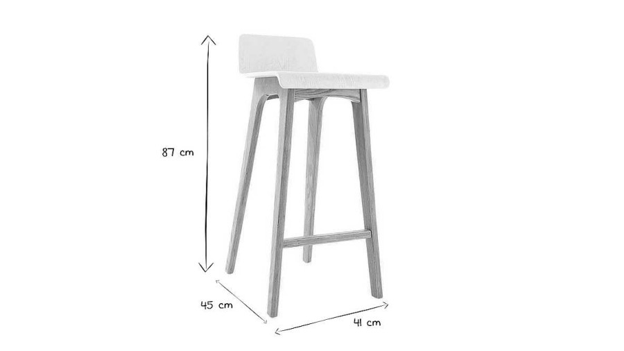 Chaise & Tabouret Miliboo Tabouret De Bar | Chaise De Bar Scandinave 75 Cm Bois Et Blanc Baltik