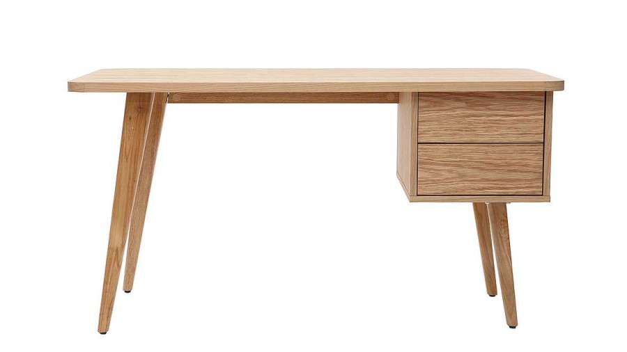 Bureau Miliboo Bureau Design | Bureau Avec Rangements 2 Tiroirs Scandinave Bois Clair Ch Ne L140 Cm Fifties