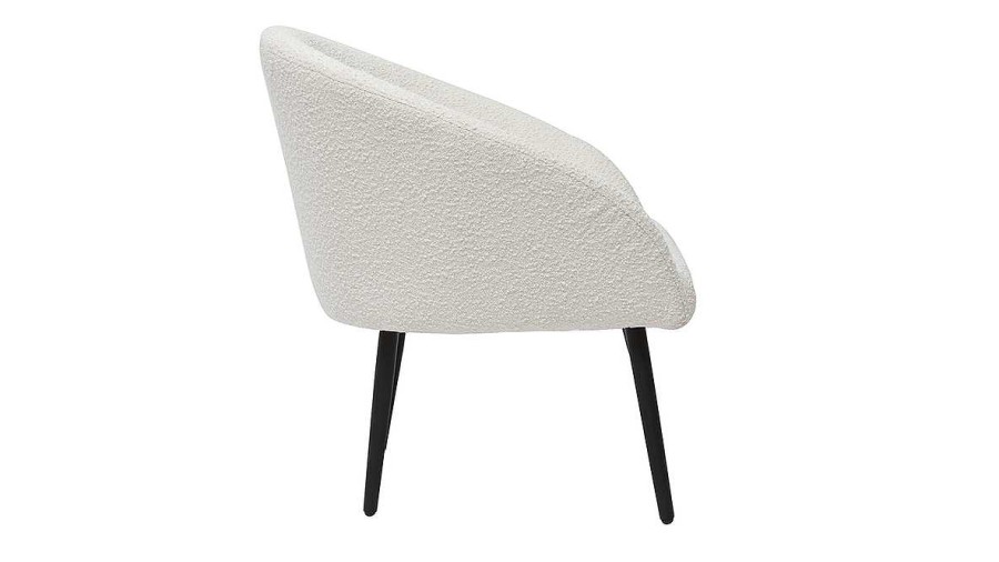 Canap & Fauteuil Miliboo Fauteuil Design | Fauteuil Design En Tissu Effet Laine Boucl E Blanc Cass Et Metal Noir Olivia