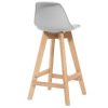 Chaise & Tabouret Miliboo Tabouret De Bar | Tabouret Design Gris Clair Et Bois 65Cm Lot Deux Mini Pauline