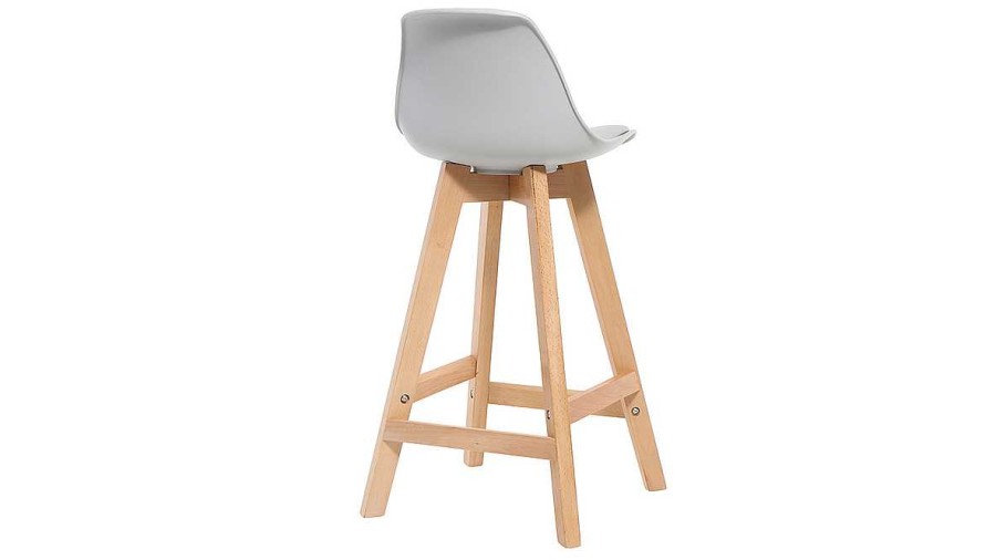 Chaise & Tabouret Miliboo Tabouret De Bar | Tabouret Design Gris Clair Et Bois 65Cm Lot Deux Mini Pauline