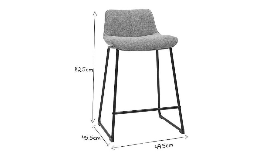 Chaise & Tabouret Miliboo Tabouret De Bar | Tabourets De Bar En Tissu Effet Velours Textur C Ladon Et M Tal Noir H65 Cm (Lot De 2) Boost