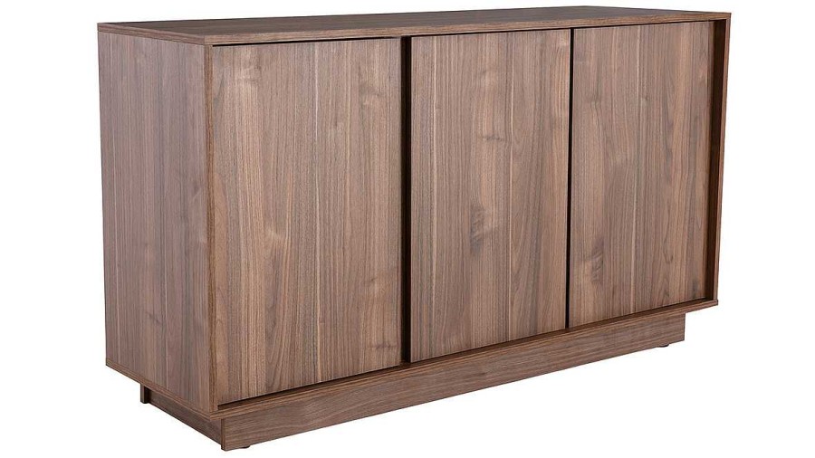 Rangement Miliboo | Buffet Vintage Finition Bois Fonc Noyer 3 Portes L138 Cm Como