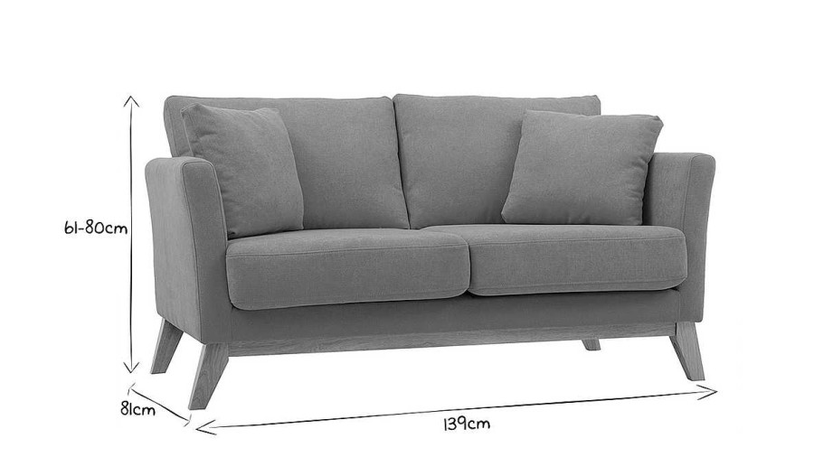 Canap & Fauteuil Miliboo Canap Design | Canap Scandinave D Houssable 2 Places En Tissu Vert Lagon Et Bois Clair Oslo