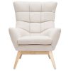 Canap & Fauteuil Miliboo Fauteuil Design | Fauteuil Scandinave En Tissu Effet Velours Textur Naturel Et Bois Clair Brody