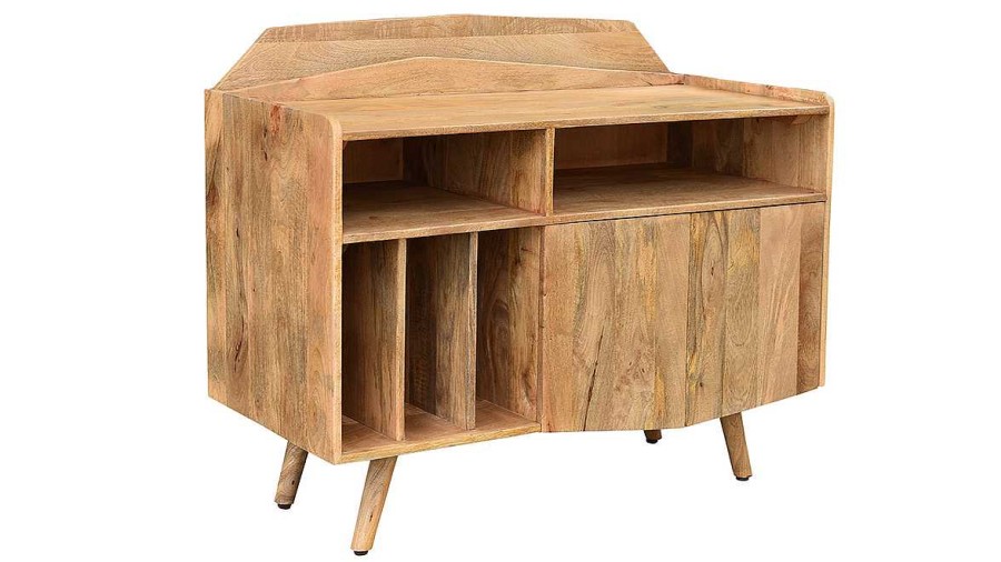 Rangement Miliboo | Buffet Meuble De Rangement Vinyles En Bois Manguier Massif L105 Cm Matahari