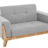 Canap & Fauteuil Miliboo Canap Design | Canap Scandinave 2 Places En Tissu Gris Et Bois Clair Fjord