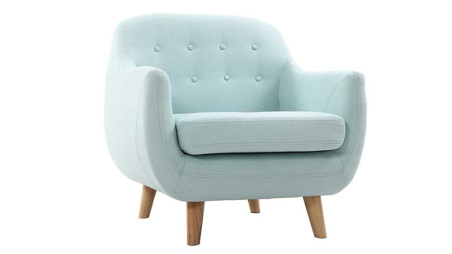 Canap & Fauteuil Miliboo Fauteuil Design | Fauteuil D Houssable Scandinave En Tissu Menthe L'Eau Et Bois Clair Ynok