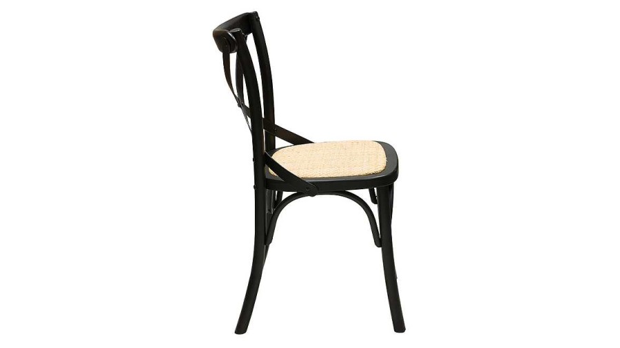 Chaise & Tabouret Miliboo Chaise Design | Chaises Bistrot En Bois Noir Et Cannage En Rotin (Lot De 2) Marcel