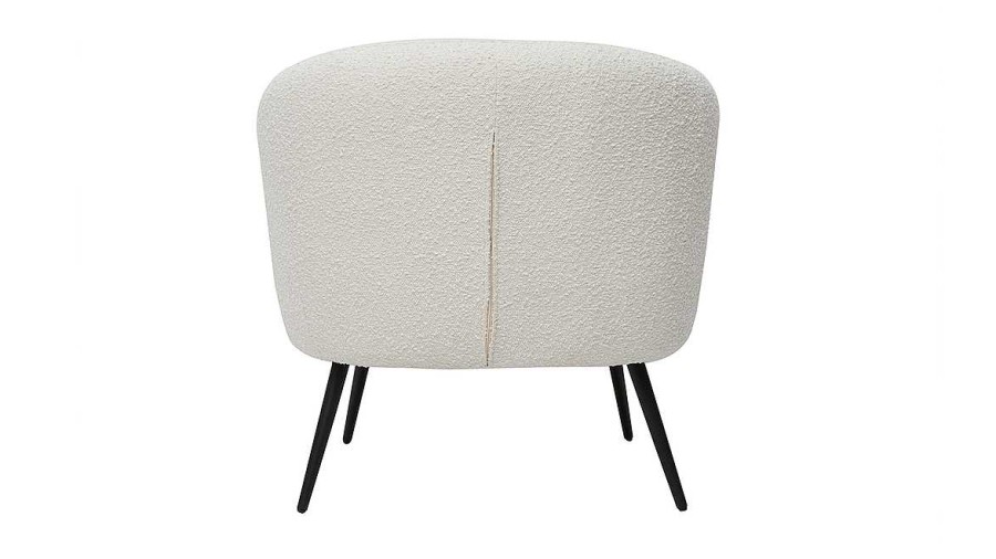 Canap & Fauteuil Miliboo Fauteuil Design | Fauteuil Design En Tissu Effet Laine Boucl E Blanc Cass Et M Tal Noir Maggie