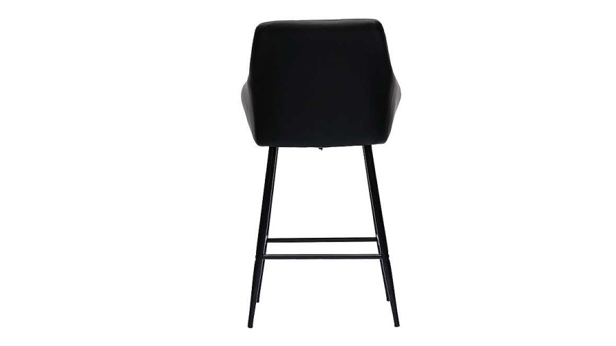 Chaise & Tabouret Miliboo Tabouret De Bar | Tabourets De Bar Avec Si Ges Matelass S Noirs Et M Tal Noir H65 Cm (Lot De 2) Montero