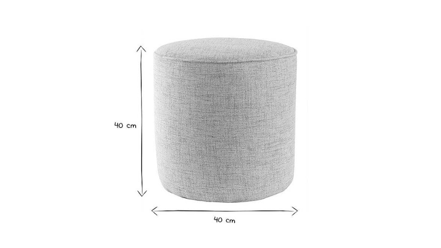 Canap & Fauteuil Miliboo | Pouf Rond En Tissu Gris Clair D40 Cm Coq