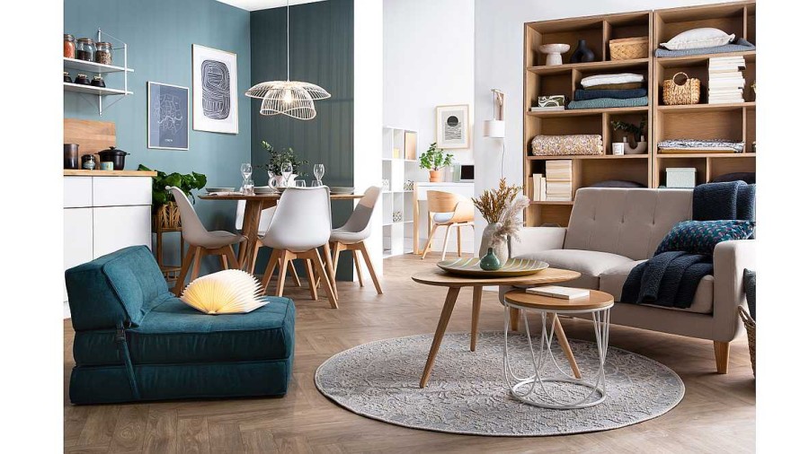 Canap & Fauteuil Miliboo Canap Design | Canap Scandinave 2 Places En Tissu Gris Clair Et Bois Clair Luna