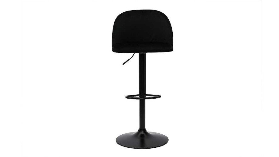 Chaise & Tabouret Miliboo Tabouret De Bar | Tabourets De Bar R Glables Velours Noir Et M Tal Noir (Lot De 2) Celeste