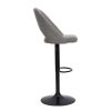 Chaise & Tabouret Miliboo Tabouret De Bar | Tabourets De Bar Relevables Tissu Effet Velours Textur Gris Et M Tal Noir (Lot De 2) Cosette