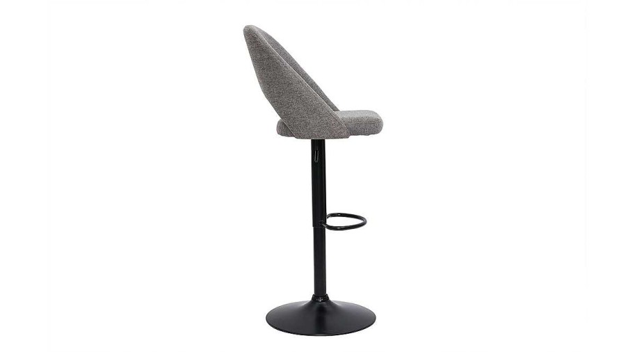 Chaise & Tabouret Miliboo Tabouret De Bar | Tabourets De Bar Relevables Tissu Effet Velours Textur Gris Et M Tal Noir (Lot De 2) Cosette