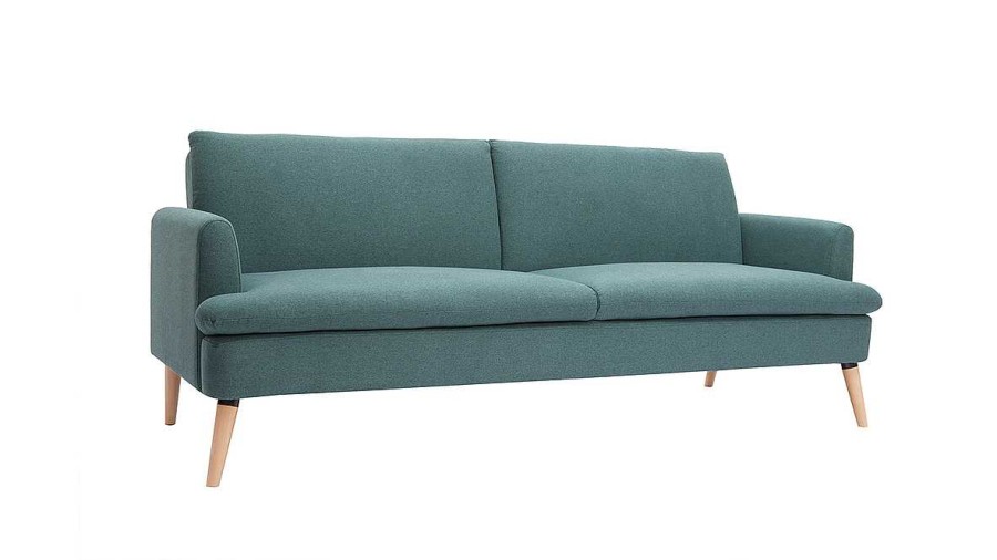 Canap & Fauteuil Miliboo Canap Convertible | Canap Convertible Scandinave 3 Places En Tissu Vert Et Bois Clair Stewart