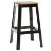 Chaise & Tabouret Miliboo Tabouret De Bar | Tabouret De Bar Design Noir Et Bois H75 Cm Nick