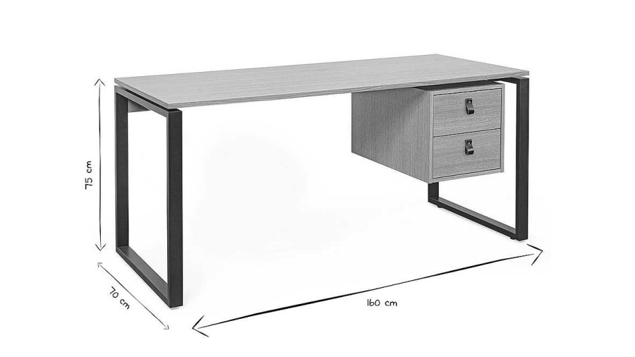 Bureau Miliboo Bureau Design | Bureau Avec Rangements 2 Tiroirs Industriel Bois Clair Ch Ne Et M Tal Noir L160 Cm Opal