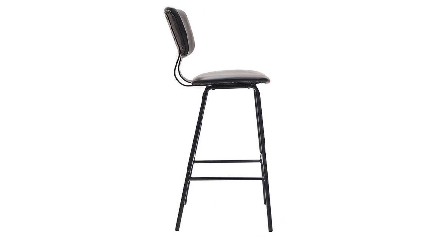 Chaise & Tabouret Miliboo Tabouret De Bar | Tabourets De Bar Vintage Noirs Avec Pieds M Tal 75 Cm (Lot De 2) Lab