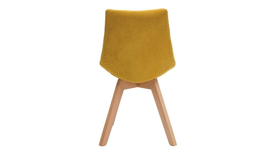 Chaise & Tabouret Miliboo Chaise Design | Chaises Scandinaves En Tissu Effet Velours Jaune Moutarde Et Bois Clair (Lot De 2) Matilde