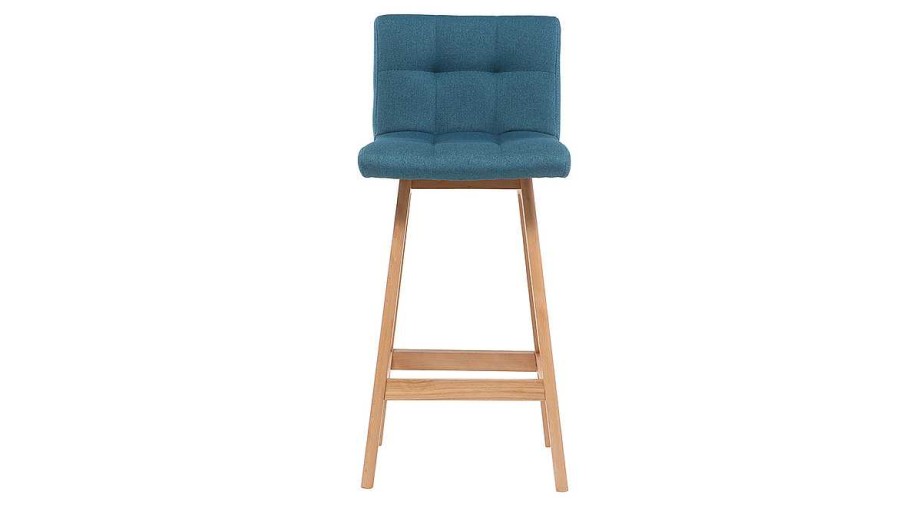 Chaise & Tabouret Miliboo Tabouret De Bar | Tabourets De Bar Bois Et Bleu Canard H65 Cm (Lot De 2) Klaris