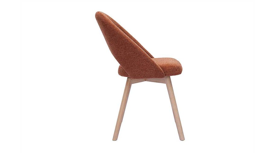 Chaise & Tabouret Miliboo Chaise Design | Chaises Scandinaves En Tissu Effet Velours Textur Terre Br L E Et Bois Clair (Lot De 2) Cosette