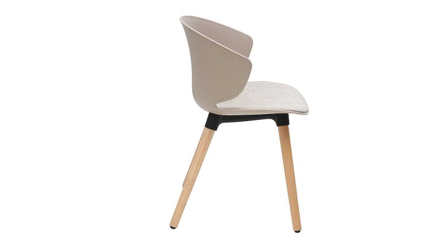 Chaise & Tabouret Miliboo Chaise Design | Chaise Design Taupe Et Bois Clair Wing