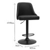 Chaise & Tabouret Miliboo Tabouret De Bar | Tabourets De Bar R Glables Polyur Thane Noir Et M Tal Noir (Lot De 2) Hasta