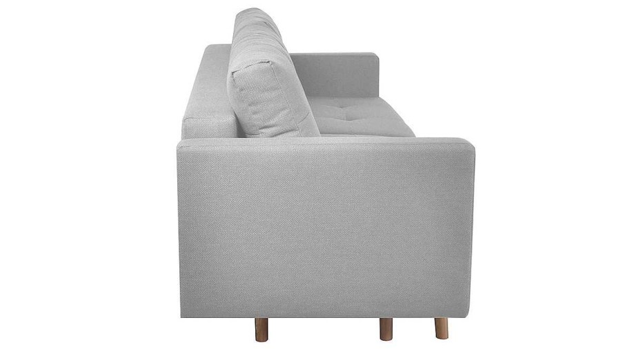 Canap & Fauteuil Miliboo Canap Convertible | Canap Convertible Avec Coffre 3 Places En Tissu Gris Clair Et Bois Clair Mira