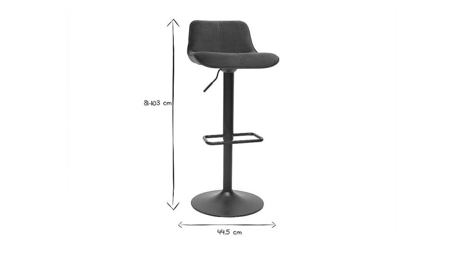 Chaise & Tabouret Miliboo Tabouret De Bar | Tabourets De Bar R Glables Pivotants 360° Noirs En Tissu Velours Et M Tal (Lot De 2) Boost