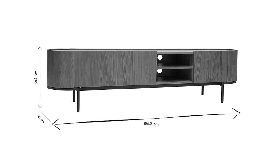 Rangement Miliboo Meuble Tv Design | Meuble Tv Design Bois Fonc Noyer Et M Tal Noir Avec Rangements L180 Cm Skye