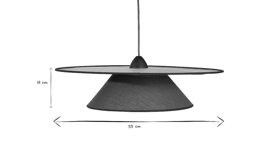 Luminaire Miliboo | Suspension En Lin Bleu Paon Et Rabane Naturelle D55 Cm Azami