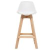 Chaise & Tabouret Miliboo Tabouret De Bar | Tabourets De Bar Scandinaves Blanc Et Bois 65 Cm (Lot De 2) Mini Pauline