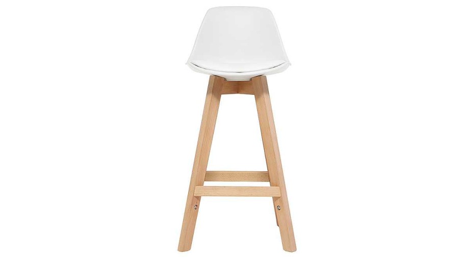 Chaise & Tabouret Miliboo Tabouret De Bar | Tabourets De Bar Scandinaves Blanc Et Bois 65 Cm (Lot De 2) Mini Pauline