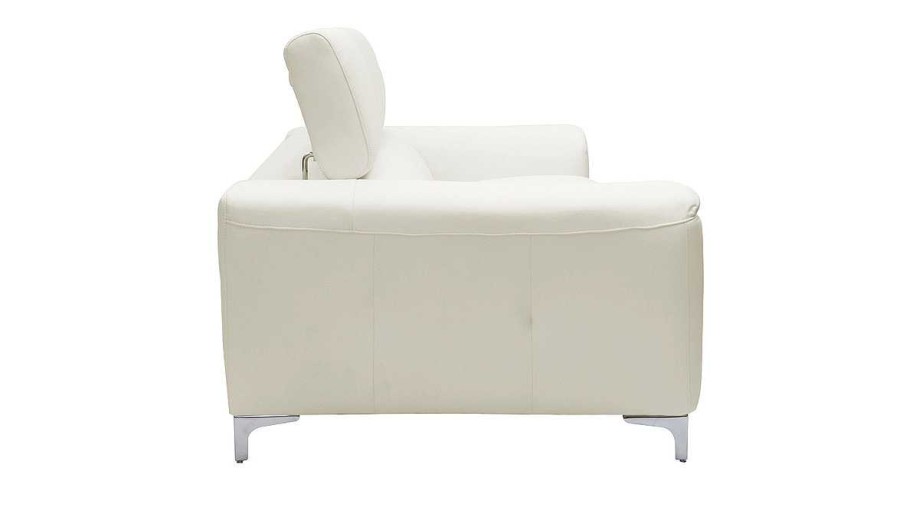 Canap & Fauteuil Miliboo Canap Cuir | Canap Design Avec T Ti Res Ajustables 3 Places Cuir Blanc Et Acier Chrom Nevada