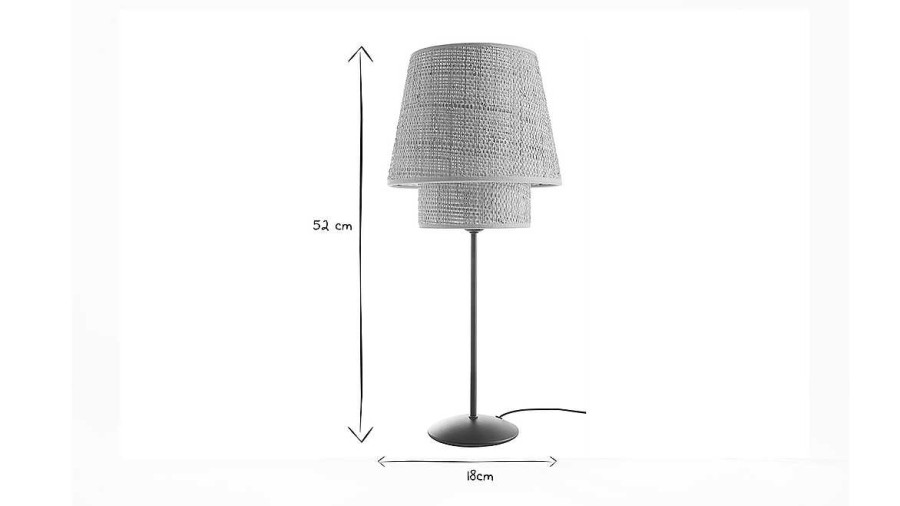 Luminaire Miliboo | Lampe Poser Design En Rabane Et M Tal Noir H52 Cm Jume