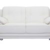 Canap & Fauteuil Miliboo Canap Cuir | Canap Design 2 Places En Cuir Blanc Et Acier Chrom Tamara