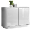 Rangement Miliboo | Buffet Design Blanc Laqu Brillant 2 Portes L92 Cm Como