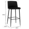 Chaise & Tabouret Miliboo Tabouret De Bar | Tabouret De Bar Fixe Velours Noir Et Pied M Tal Noir H78 Monti