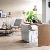 Table Miliboo | Lot - Table De Bar Modulable Avec Rangement Blanc Mat Et Bois Clair Ch Ne L140-165 Cm Max